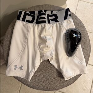 Brand New -  Under Armour Sliding Shorts with Cup - Youth Small